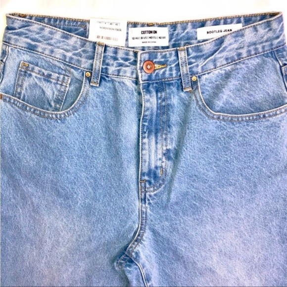Cotton On Light Blue Wash 100% Cotton Vintage High Waisted Flare BootLeg Size 8 - Picture 9 of 13